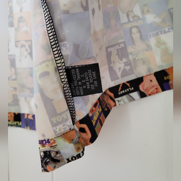 Iconic Vintage Playboy Bunny Magazine Centerfold Button Up Dress Shirt NWOT SZ L - Picture 9 of 14